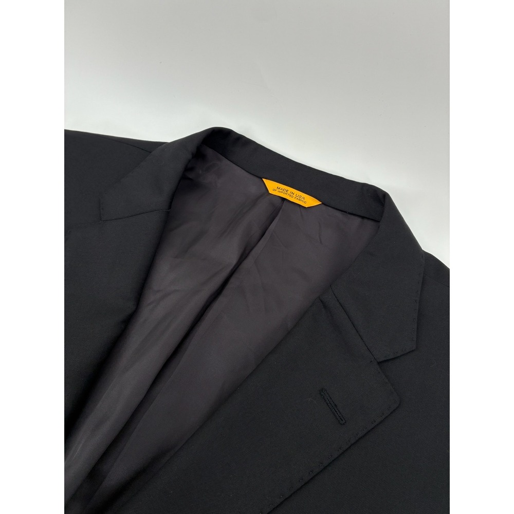 Hickey Freeman Black Loro Piana Super 150's Wool 2 Button Blazer Made in USA 48